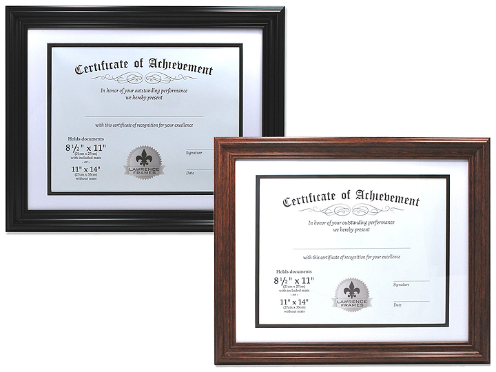 Mahogany Lawrence Frames Dual Use Faux Burl 11 by 14-Inch Certificate Picture Frame with Double Bevel Cut Matting for 8.5 by 11-Inch Document