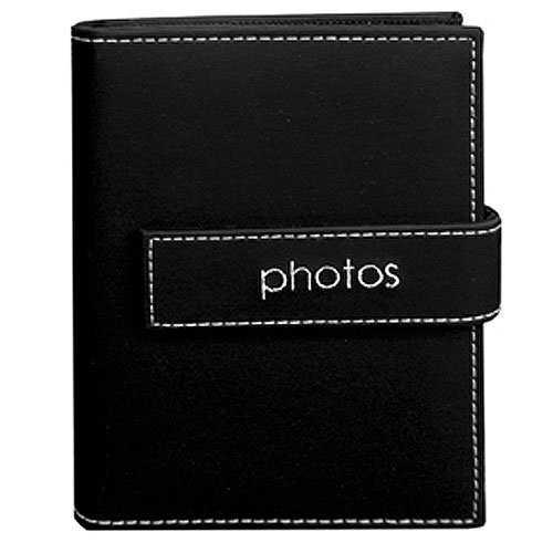 Pioneer Photo Albums EXP-57/BKP 36-Pocket 5 by 7-Inch Embroidered Photos Strap Sewn Leatherette Cover Photo Album, Mini, Black