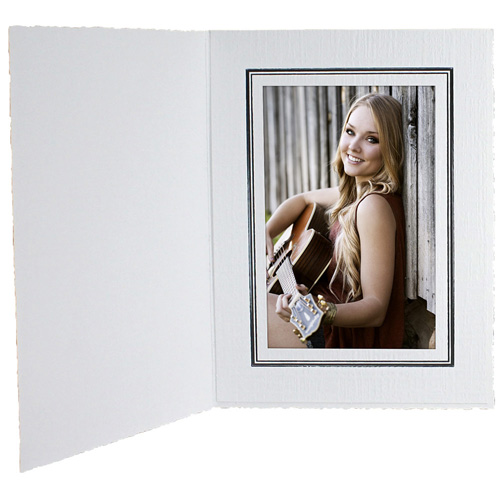 Cardboard Photo Folders w/Foil Border 6x8 Vertical (25 Pack)